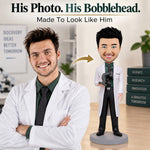 Custom Bobblehead Scientist Holding A Microscope