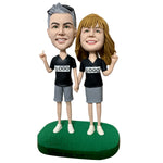 Figurines à tête branlante personnalisées pour couple style sportif