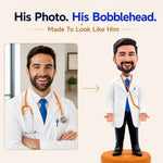 Custom Male Doctor Business Card Holder Bobblehead
