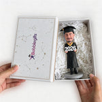 Poupée de bobblehead de graduation masculine de coutume