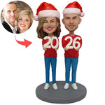 Bonne année cadeau de Noël Couple personnalisé Bobblehead