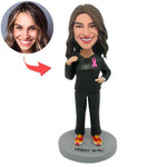 Figurines à tête branlante personnalisées pour femmes en tailleur noir