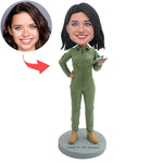 Poupée Bobblehead pilote féminine personnalisée