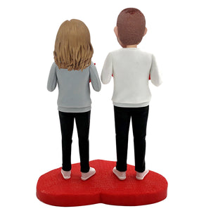 Bobblehead couple personnalisé avec « LOVE »