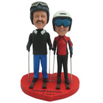 Couple de ski Bobblehead personnalisé - Saint Valentin