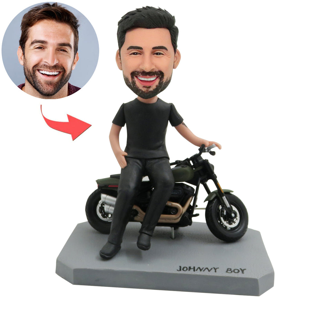 Bobbleheads garçon personnalisés avec moto