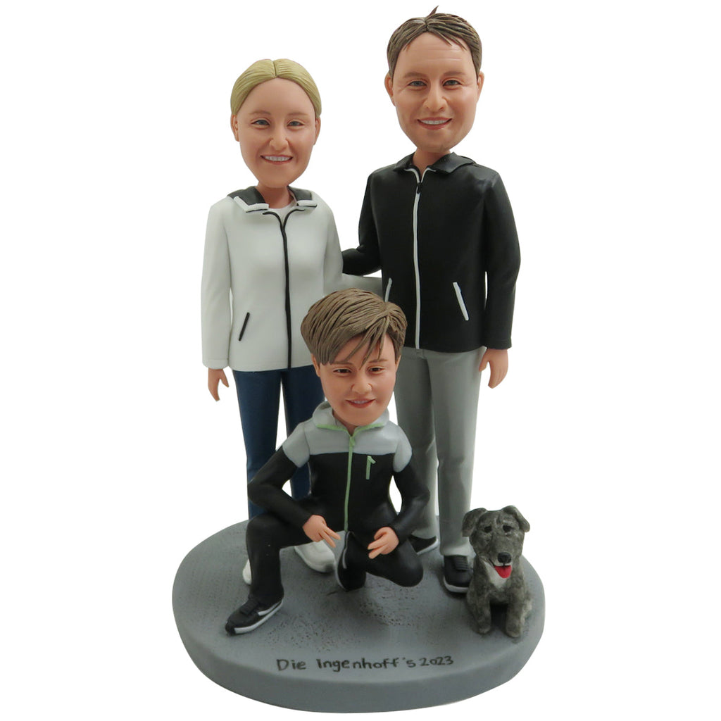 Bobblehead personnalisé Love Sports Famille avec chien