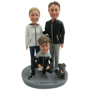 Bobblehead personnalisé Love Sports Famille avec chien