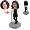 Maman de chef Bobblehead personnalisée avec rouleau à pâtisserie