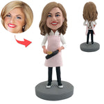 Maman de cuisine Bobblehead personnalisée avec poêle