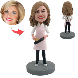 Maman de cuisine Bobblehead personnalisée avec poêle
