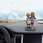 Figurines à tête branlante personnalisées pour tableau de bord de voiture, sœur et frère