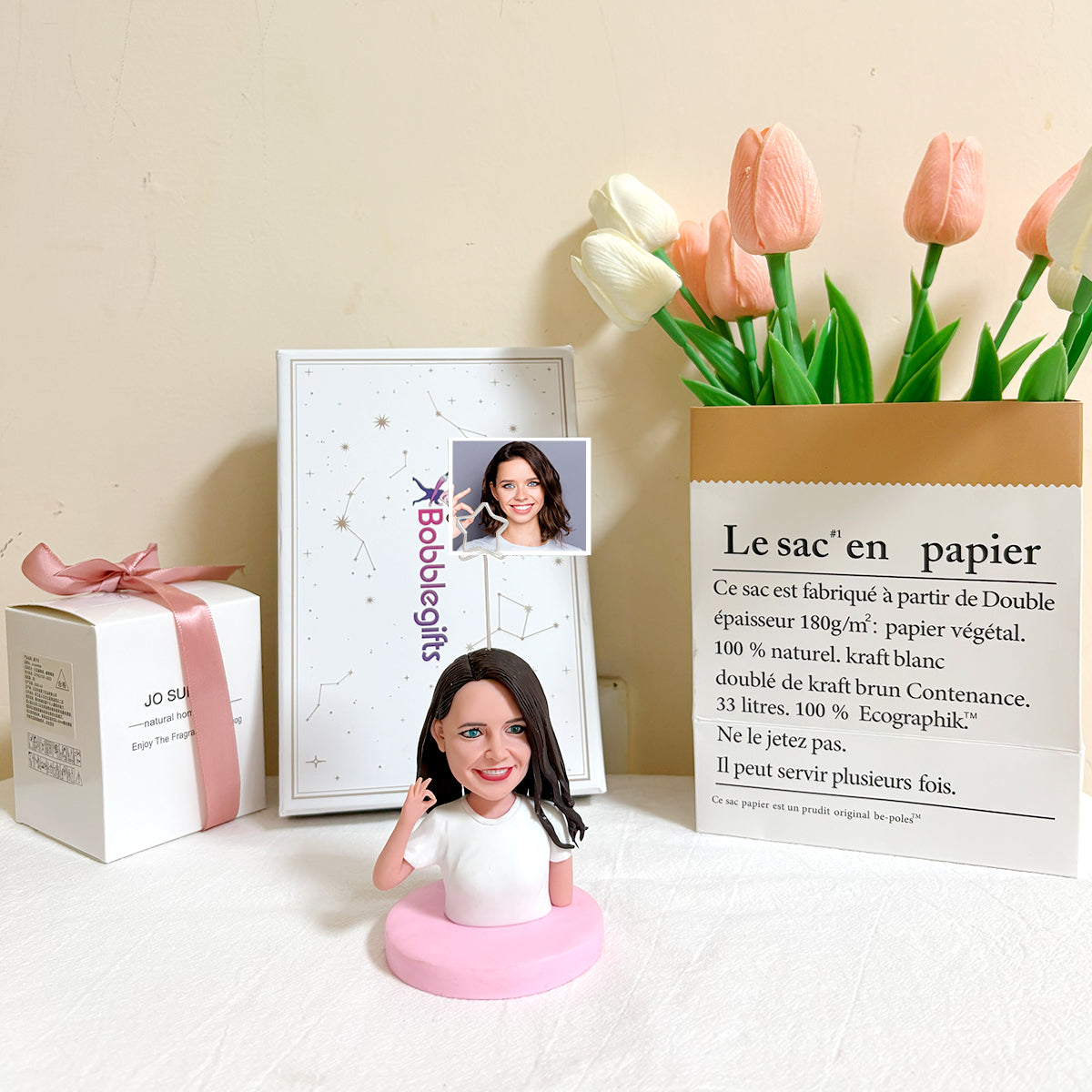 Figurine à tête branlante personnalisée avec clip photo