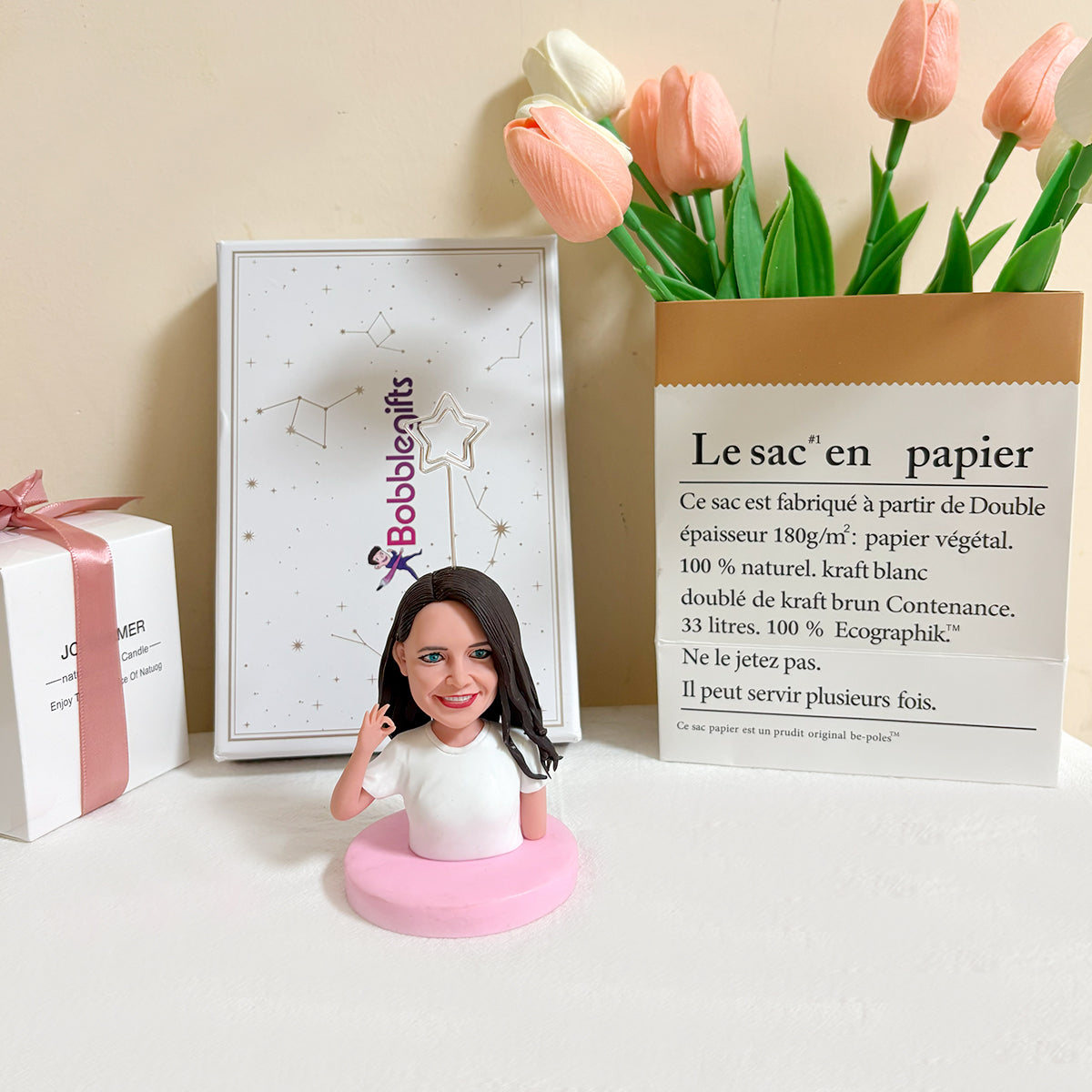 Figurine à tête branlante personnalisée avec clip photo