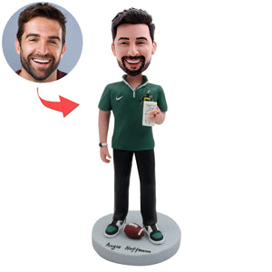 Figurine à tête branlante personnalisée pour entraîneur de football