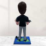 Figurine à tête branlante personnalisée avec ordinateur portable et haltère