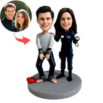 Figurines à tête branlante personnalisées pour couple – Policier et prisonnier humoristiques