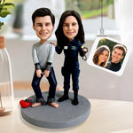 Figurines à tête branlante personnalisées pour couple – Policier et prisonnier humoristiques