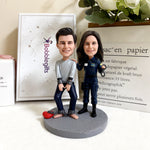 Figurines à tête branlante personnalisées pour couple – Policier et prisonnier humoristiques