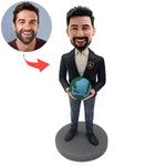 Figurine d'entreprise personnalisée avec globe