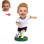 Figurine à tête branlante personnalisée pour enfant, joueur de football, à partir d'une photo