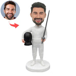 Figurine personnalisée d'escrimeur à tête branlante d'après photo