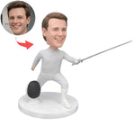 Figurine à tête branlante personnalisée représentant une clôture, d'après photo