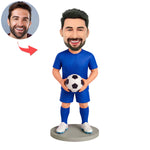 Figurine personnalisée de gardien de but tenant un ballon de football