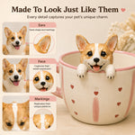 Tasse à café personnalisée pour chien et chat avec figurine d'animal de compagnie faite main