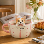 Tasse à café personnalisée pour chien et chat avec figurine d'animal de compagnie faite main