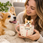Tasse à café personnalisée pour chien et chat avec figurine d'animal de compagnie faite main