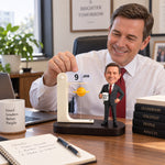 Calendrier de bureau personnalisé pour patron avec figurine à tête branlante sur mesure