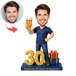 Figurine à tête branlante personnalisée pour 30e anniversaire