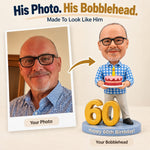 Figurine à tête branlante personnalisée pour 60e anniversaire