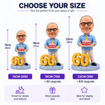 Figurine à tête branlante personnalisée pour 60e anniversaire