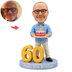 Figurine à tête branlante personnalisée pour 60e anniversaire