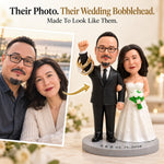 Figurine de couple de mariage personnalisée avec porte-alliances à partir d'une photo