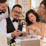 Figurine de couple de mariage personnalisée avec porte-alliances à partir d'une photo