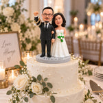 Figurine de couple de mariage personnalisée avec porte-alliances à partir d'une photo