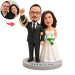 Figurine de couple de mariage personnalisée avec porte-alliances à partir d'une photo