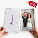 Figurine de couple de mariage personnalisée avec porte-alliances à partir d'une photo