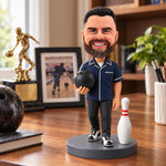 Cadeau personnalisé de figurine à tête branlante de bowling à partir d'une photo
