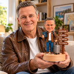 Figurine à tête branlante personnalisée sur mesure pour la retraite et les voyages avec base musicale rotative à 360°