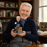 Figurine à tête branlante personnalisée pour la retraite avec mug à café