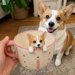 Tasse à café personnalisée pour chien et chat avec figurine d'animal de compagnie faite main