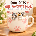 Mug à café personnalisé pour deux animaux avec figurines d’animaux faites main