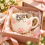 Mug à café personnalisé pour deux animaux avec figurines d’animaux faites main