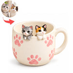 Mug à café personnalisé pour deux animaux avec figurines d’animaux faites main