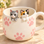 Mug à café personnalisé pour deux animaux avec figurines d’animaux faites main