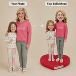Maman et fille coutume bobblehead avec coeur